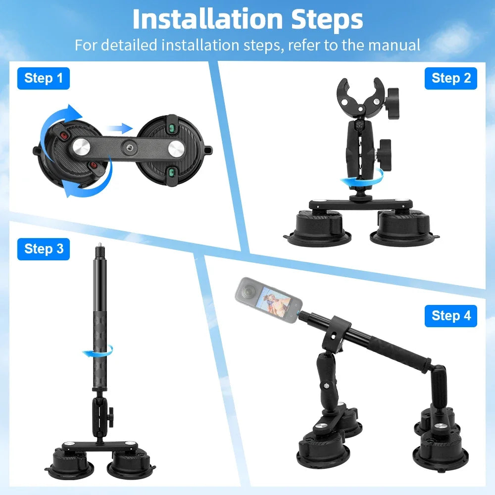 Apex Heavy-Duty Quad-Suction Vehicle Camera Mount